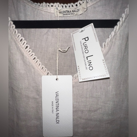 NWT Valentina Naldi Italian Linen Made in Italy Midi Dress Crochet Small - Picture 7 of 7